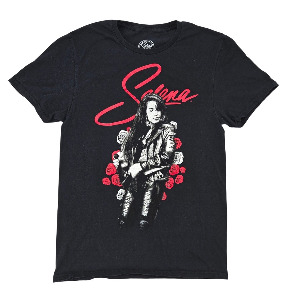 Selena Official Merchandise Small‎ T-Shirt Womens Black Graphic Rose Music Tee